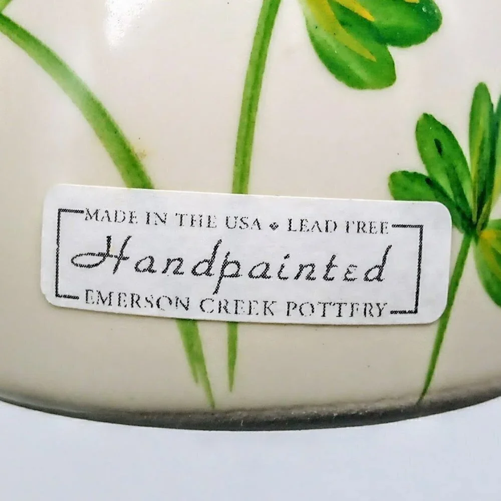 Emerson Creek Pottery Hand-Painted Green Leaf Ceramic Sugar Jar